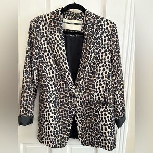 Topshop Black and Tan Leopard Print Blazer Sz 8 US